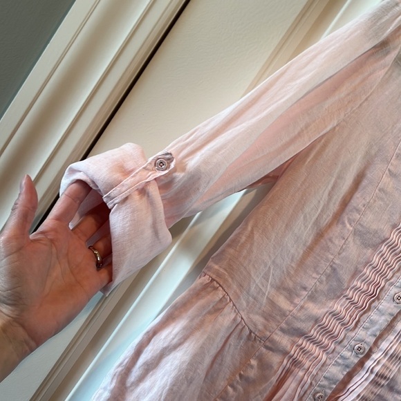 I love linen light pink linen button down Malvin Germany size S/US 6 cottagecore - Picture 3 of 17